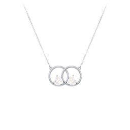 Interlocking Rings Pendant with Heart Gemstones