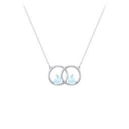 Interlocking Rings Pendant with Heart Gemstones