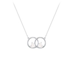 Interlocking Rings Pendant with Heart Gemstones in 925 Sterling Silver with Diamond