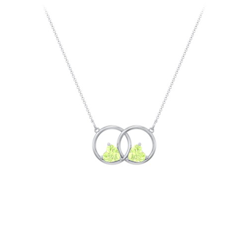 Interlocking Rings Pendant with Heart Gemstones