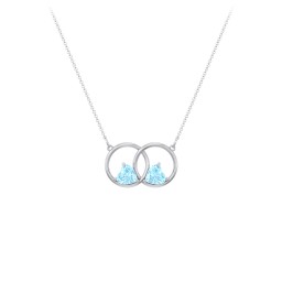 Interlocking Rings Pendant with Heart Gemstones in 925 Sterling Silver with Blue Topaz