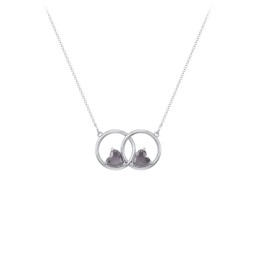 Interlocking Rings Pendant with Heart Gemstones in 925 Sterling Silver with Alexandrite