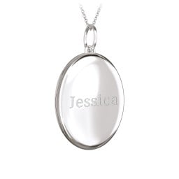 Engravable Oval Photo Locket Necklace