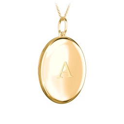 Engravable Oval Photo Locket Necklace in 18K Gold Plated Silver