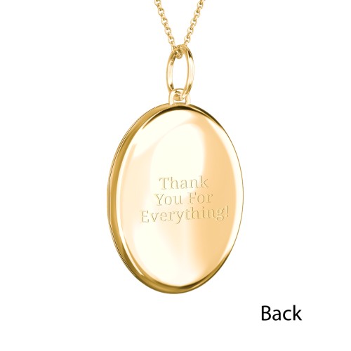 Engravable Oval Photo Locket Necklace – 18K Gold Plated Silver
