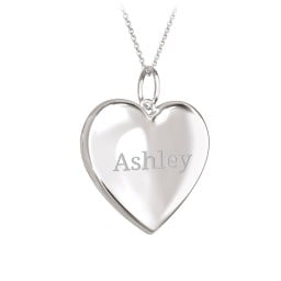 Engravable Heart Photo Locket Necklace