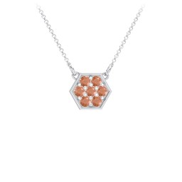 Hexagon Family Birthstone Necklace in 925 Sterling Silver with Garnet