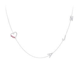 Satellite 3-Stone Heart and Initials Necklace