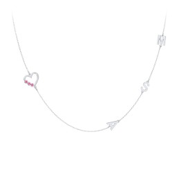 Satellite 3-Stone Heart and Initials Necklace