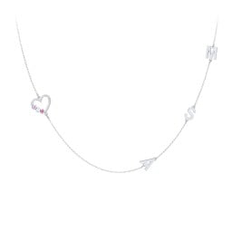 Satellite 3-Stone Heart and Initials Necklace