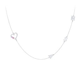 Satellite 3-Stone Heart and Initials Necklace