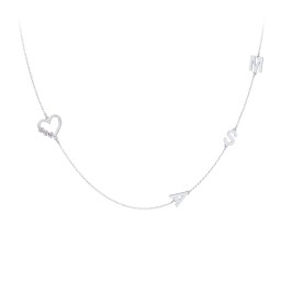 Satellite 3-Stone Heart and Initials Necklace in 925 Sterling Silver with Alexandrite