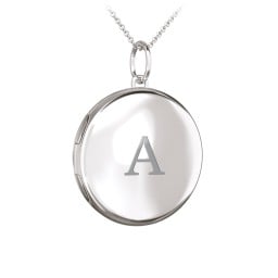 Engravable Round Photo Locket Necklace