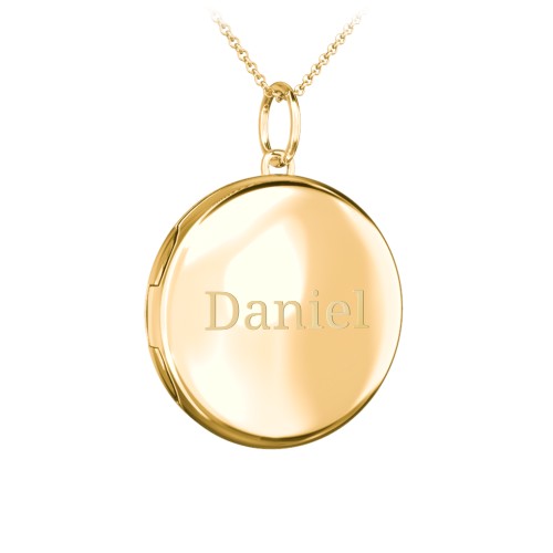 Engravable Round Photo Locket Necklace – 18K Gold Plated Silver