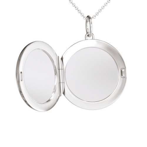 Engravable Round Photo Locket Necklace – Sterling Silver