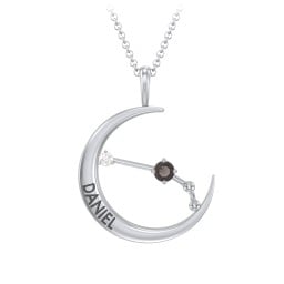 Engravable Aries Constellation Necklace With Gemstone