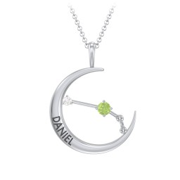 Engravable Aries Constellation Necklace With Gemstone
