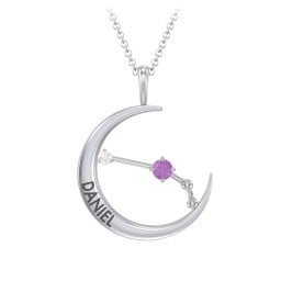 Engravable Aries Constellation Necklace With Gemstone
