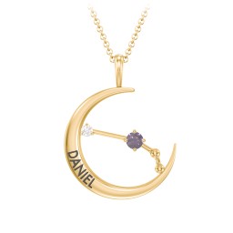 Engravable Aries Constellation Necklace With Gemstone in 18K Gold Plated Silver with Alexandrite and White Premium Zirconia