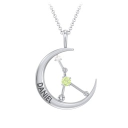 Engravable Cancer Constellation Necklace With Gemstone
