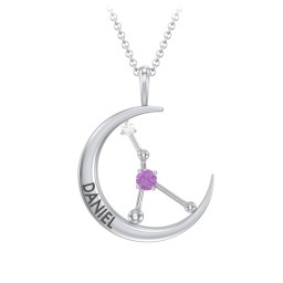 Engravable Cancer Constellation Necklace With Gemstone