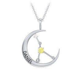 Engravable Cancer Constellation Necklace With Gemstone