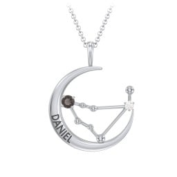 Engravable Capricorn Constellation Necklace With Gemstone