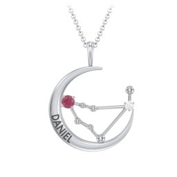 Engravable Capricorn Constellation Necklace With Gemstone
