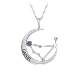 Engravable Capricorn Constellation Necklace With Gemstone