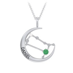 Engravable Gemini Constellation Necklace With Gemstone