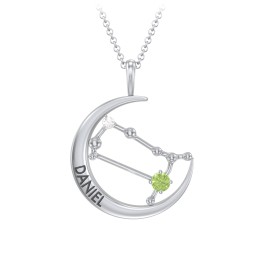 Engravable Gemini Constellation Necklace With Gemstone