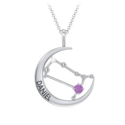 Engravable Gemini Constellation Necklace With Gemstone