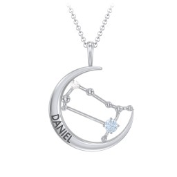 Engravable Gemini Constellation Necklace With Gemstone