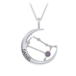 Engravable Gemini Constellation Necklace With Gemstone