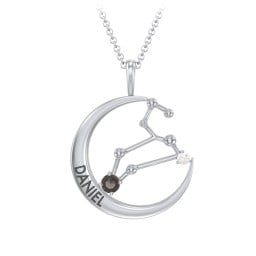 Engravable Leo Constellation Necklace With Gemstone