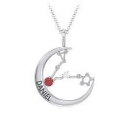 Engravable Pisces Constellation Necklace With Gemstone