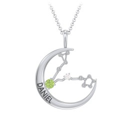 Engravable Pisces Constellation Necklace With Gemstone