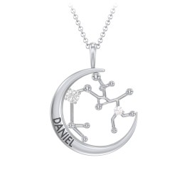 Engravable Sagittarius Constellation Necklace With Gemstone