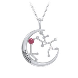 Engravable Sagittarius Constellation Necklace With Gemstone