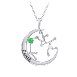 Engravable Sagittarius Constellation Necklace With Gemstone