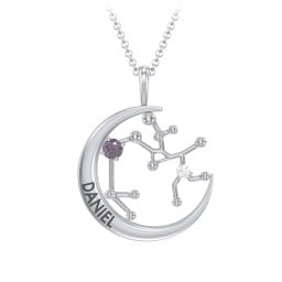 Engravable Sagittarius Constellation Necklace With Gemstone