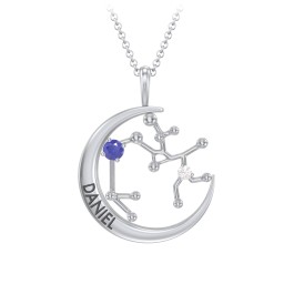 Engravable Sagittarius Constellation Necklace With Gemstone