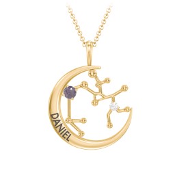 Engravable Sagittarius Constellation Necklace With Gemstone in 18K Gold Plated Silver