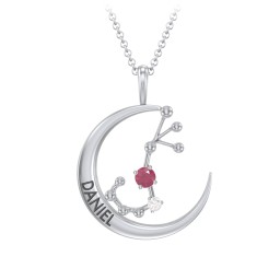 Engravable Scorpio Constellation Necklace With Gemstone