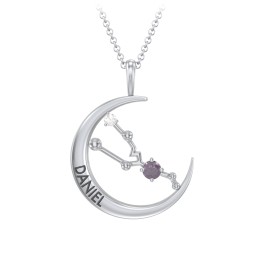 Engravable Taurus Constellation Necklace With Gemstone