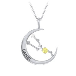Engravable Taurus Constellation Necklace With Gemstone