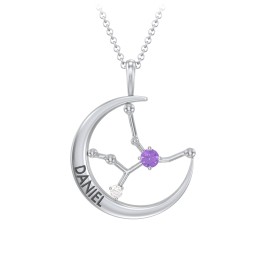 Engravable Virgo Constellation Necklace With Gemstone