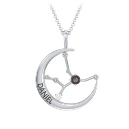 Engravable Virgo Constellation Necklace With Gemstone