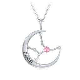Engravable Virgo Constellation Necklace With Gemstone