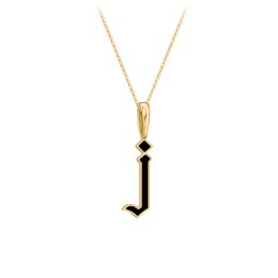 Enamel Gothic Initial Necklace